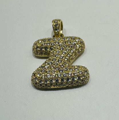 10K GOLD CZ STONE INITIAL LETTER "Z" PENDANT - WEIGHT: 3.1gm