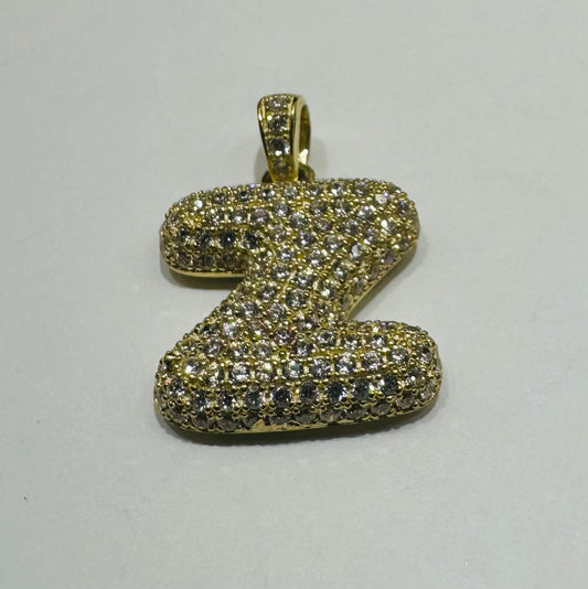 10K GOLD CZ STONE INITIAL LETTER "Z" PENDANT - WEIGHT: 3.1gm