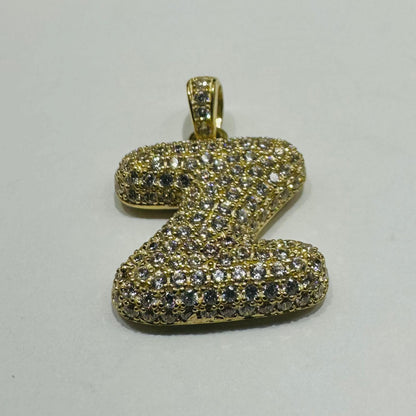 10K GOLD CZ STONE INITIAL LETTER "Z" PENDANT - WEIGHT: 3.1gm