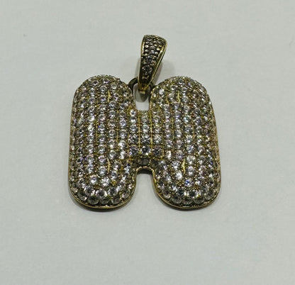 10K GOLD CZ STONE INITIAL LETTER "H" PENDANT - WEIGHT: 4.5gm