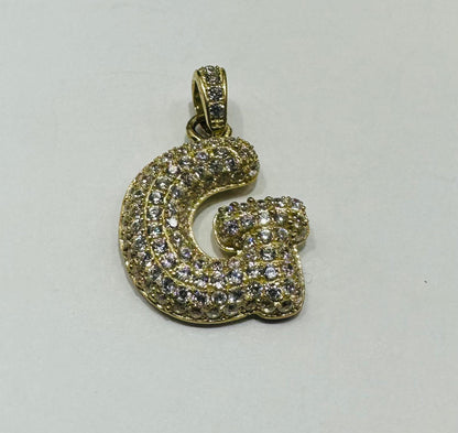 10K GOLD CZ STONE INITIAL LETTER "G" PENDANT - WEIGHT: 2.2gm