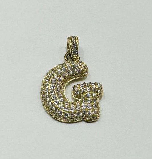 10K GOLD CZ STONE INITIAL LETTER "G" PENDANT - WEIGHT: 2.2gm