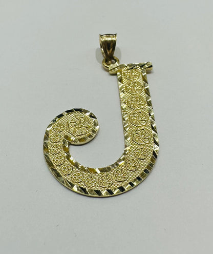 10K GOLD CZ STONE INITIAL LETTER "J" WITH A CROWN PENDANT- WEIGHT: 3.1gm
