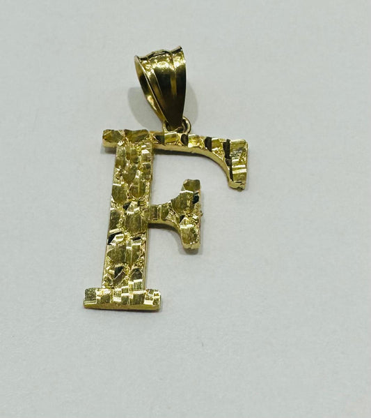 10K GOLD INITIAL LETTER "F" PENDANT