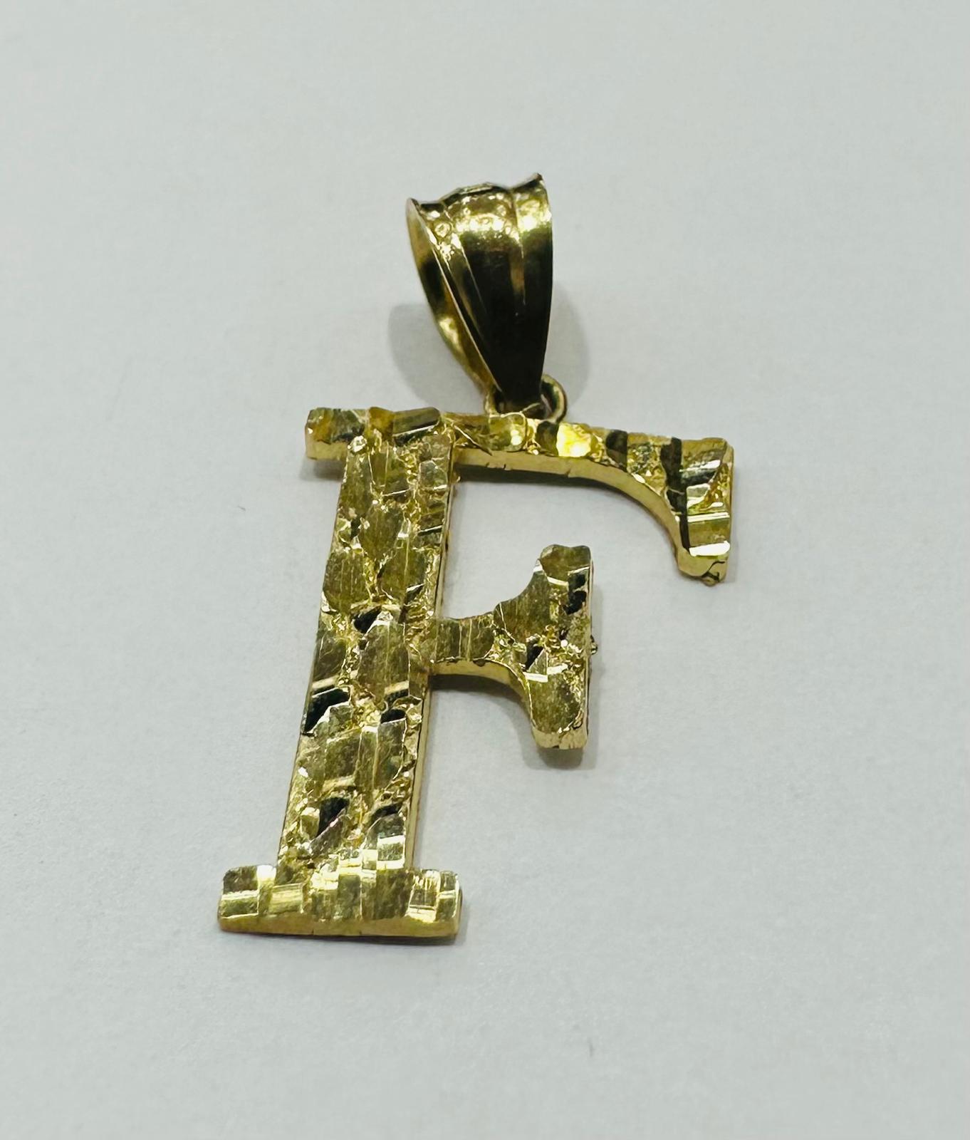 10K GOLD INITIAL LETTER "F" PENDANT