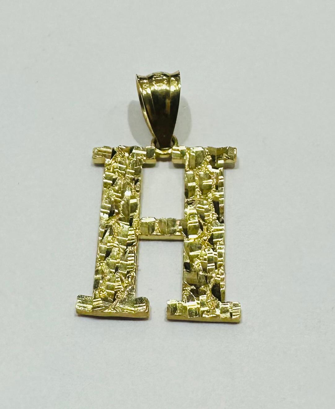 10K GOLD INITIAL LETTER "H" PENDANT