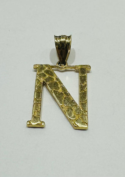 10K GOLD INITIAL LETTER "N" PENDANT
