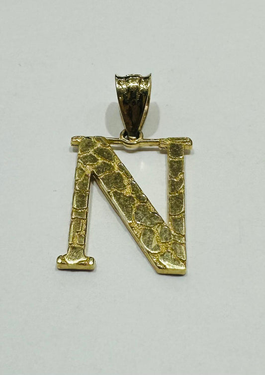 10K GOLD INITIAL LETTER "N" PENDANT