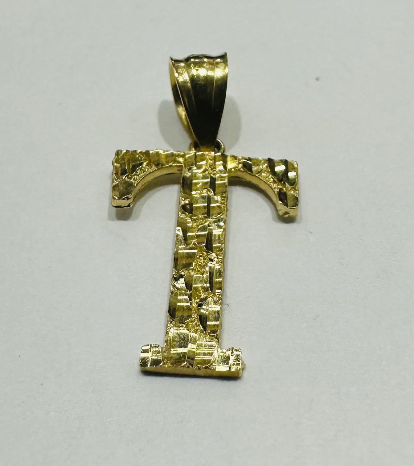 10K GOLD INITIAL LETTER "T" PENDANT