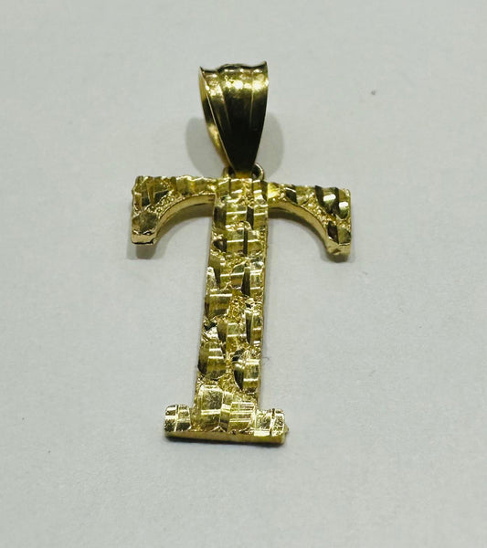 10K GOLD INITIAL LETTER "T" PENDANT