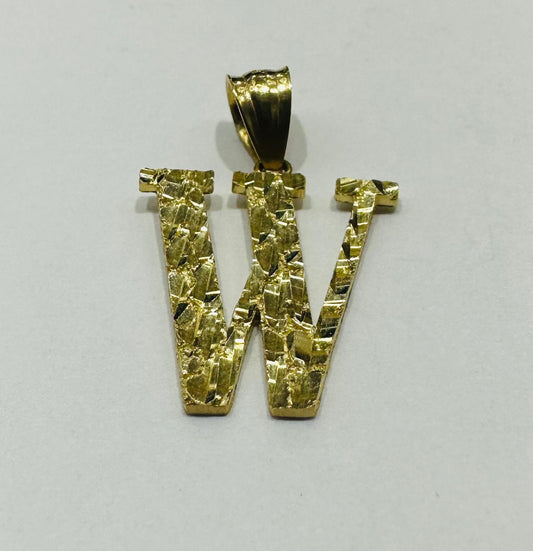 10K GOLD INITIAL LETTER "W" PENDANT