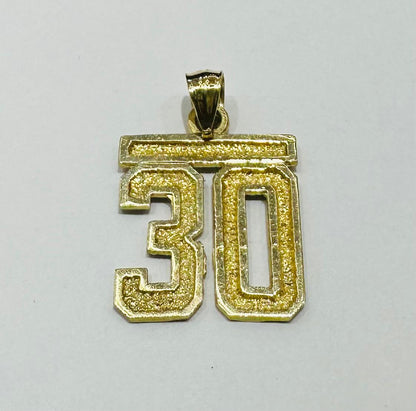 10K GOLD INITIAL NUMBER "30" PENDANT-WEIGHT: 2.5gm