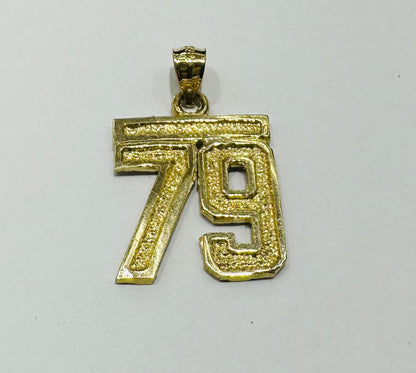 10K GOLD INITIAL NUMBER "79" PENDANT-WEIGHT: 2.6gm