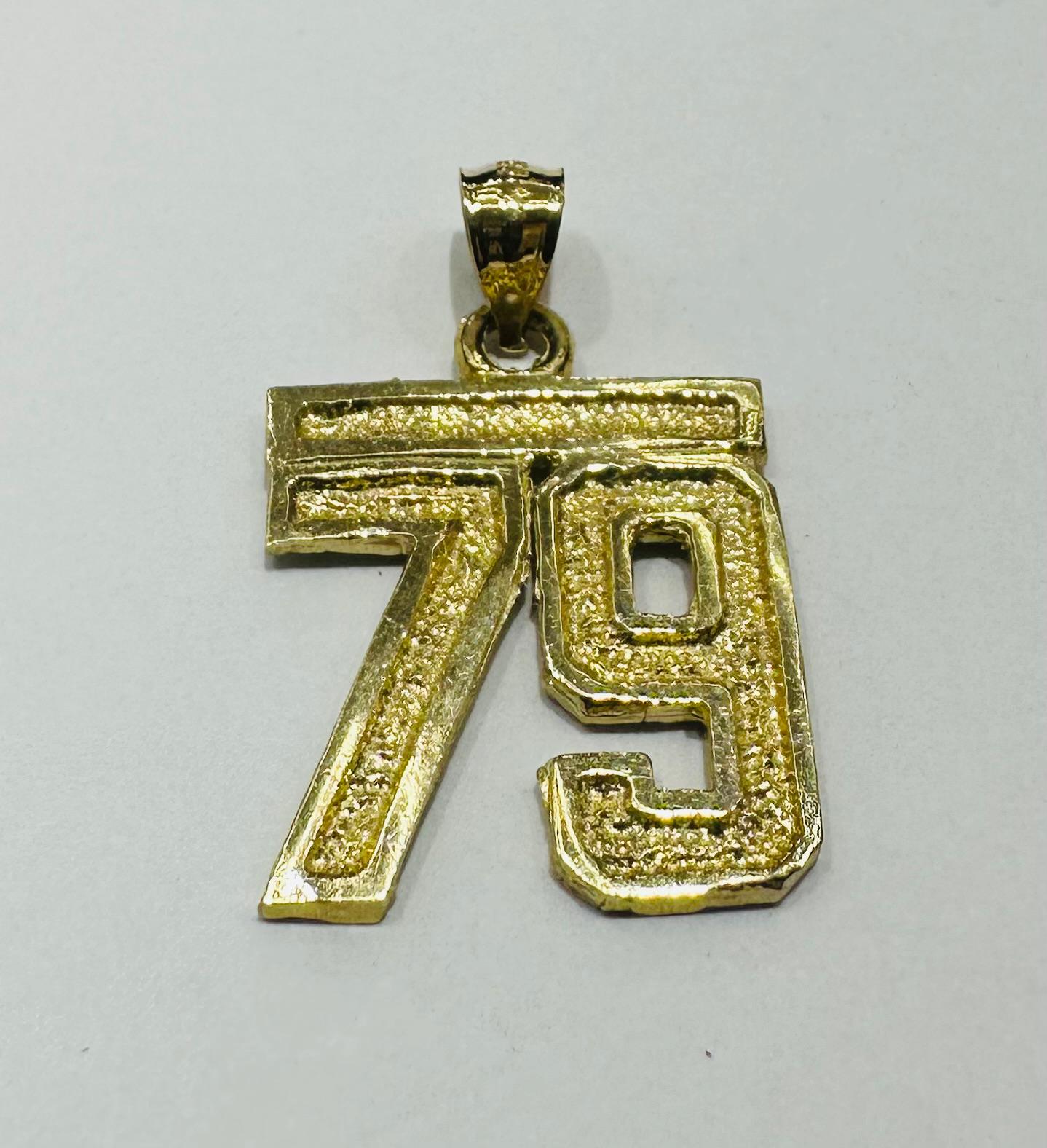 10K GOLD INITIAL NUMBER "79" PENDANT-WEIGHT: 2.6gm