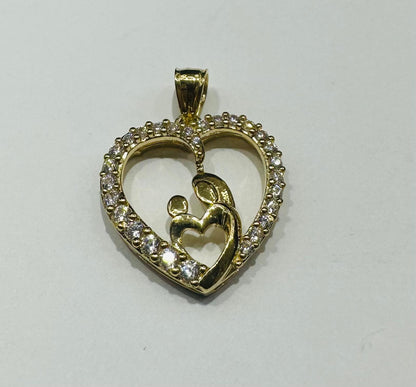 10K GOLD HEART PENDANT WITH CZ STONES- WEIGHT: 2.4gm