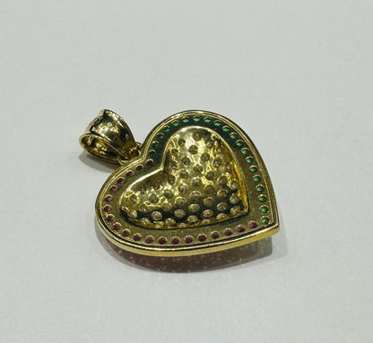 10K GOLD HEART PENDANT WITH CZ STONES - WEIGHT: 3.3gm