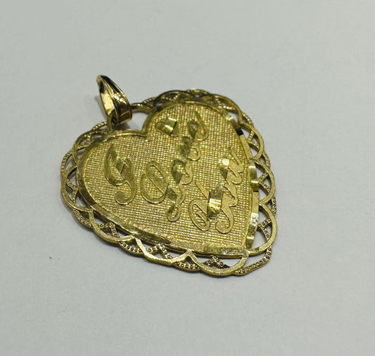 10K GOLD HEART "I LOVE YOU" PENDANT - WEIGHT: 2.6gm