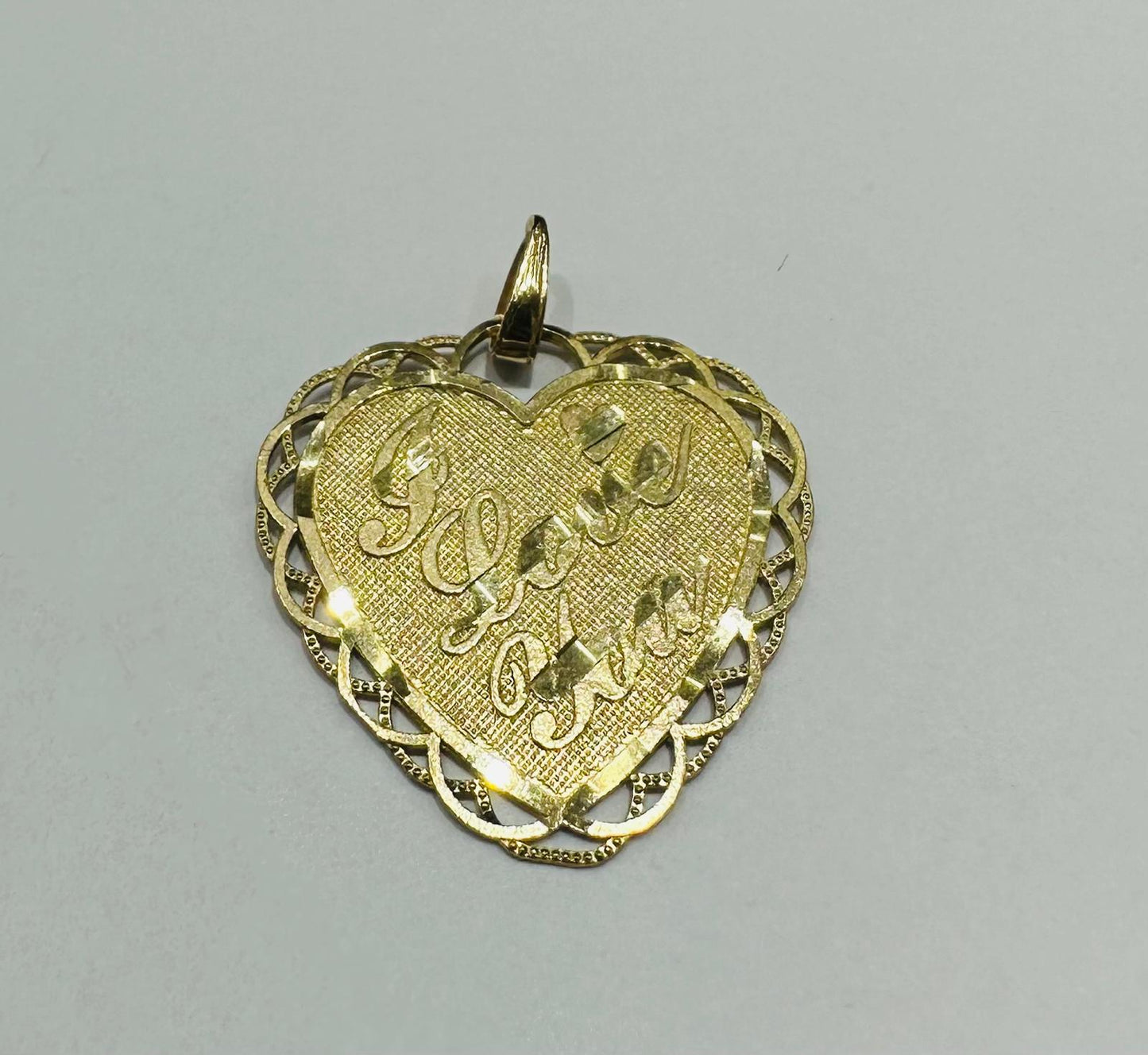 10K GOLD HEART "I LOVE YOU" PENDANT - WEIGHT: 2.6gm