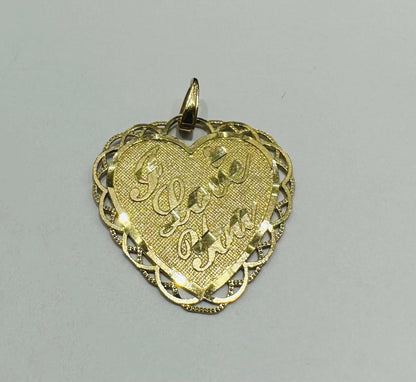 10K GOLD HEART "I LOVE YOU" PENDANT - WEIGHT: 2.6gm