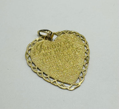 10K GOLD HEART "I LOVE YOU" PENDANT - WEIGHT: 2.6gm