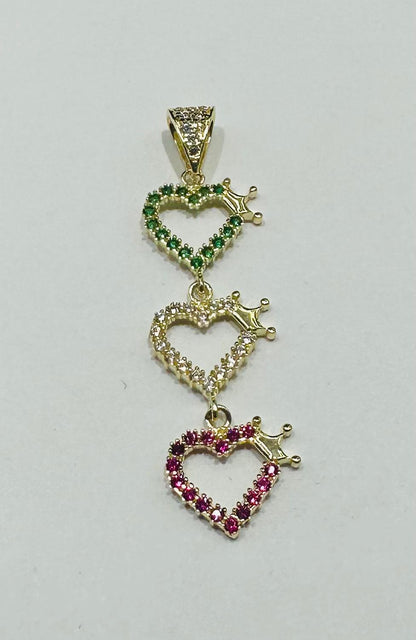 10K GOLD HEART PENDANT WITH CZ STONES