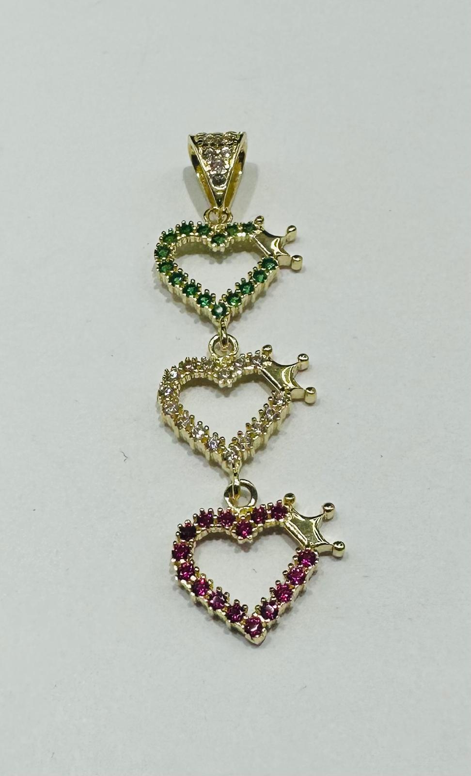 10K GOLD HEART PENDANT WITH CZ STONES