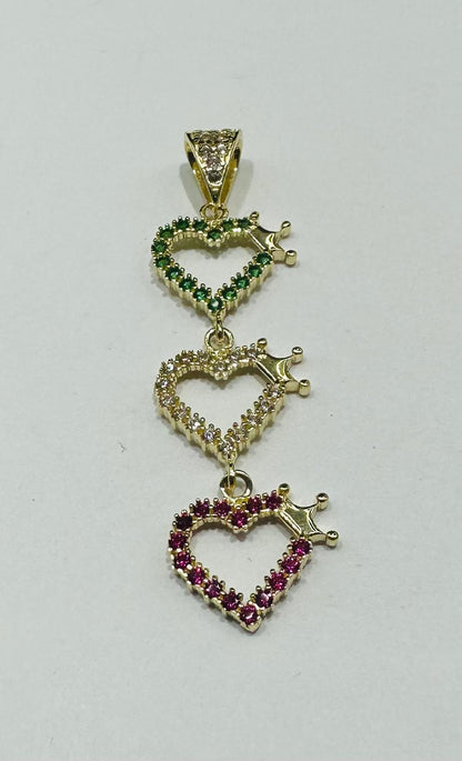 10K GOLD HEART PENDANT WITH CZ STONES