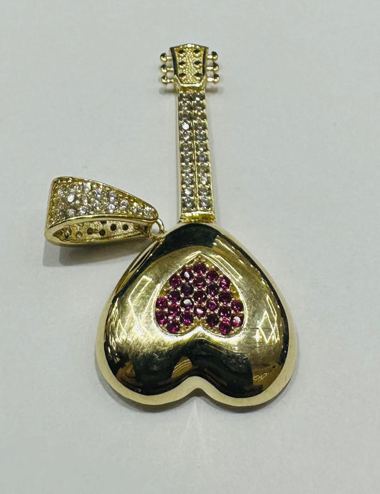 10K GOLD HEART PENDANT WITH CZ STONES- WEIGHT: 3.6gm