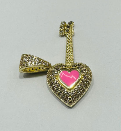 10K GOLD HEART PENDANT WITH CZ STONES- WEIGHT: 3.3gm