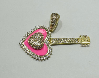 10K GOLD HEART PENDANT WITH CZ STONES- WEIGHT: 3.9gm