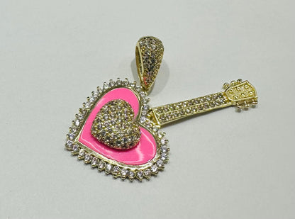 10K GOLD HEART PENDANT WITH CZ STONES- WEIGHT: 3.9gm