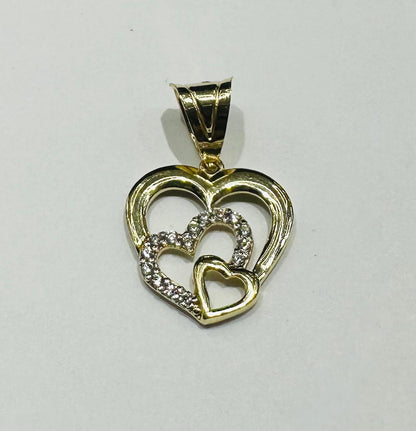 10K GOLD HEART PENDANT WITH CZ STONES