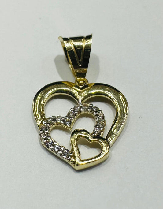 10K GOLD HEART PENDANT WITH CZ STONES