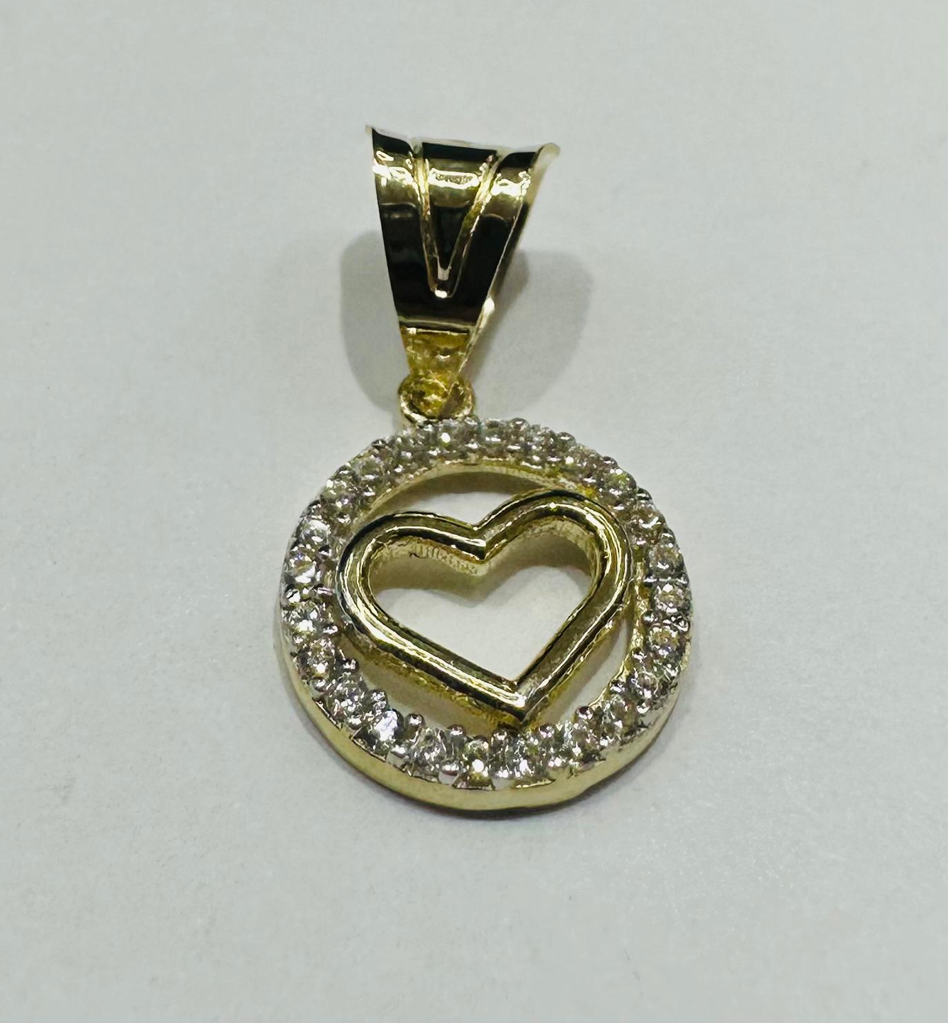 10K GOLD HEART PENDANT WITH CZ STONES