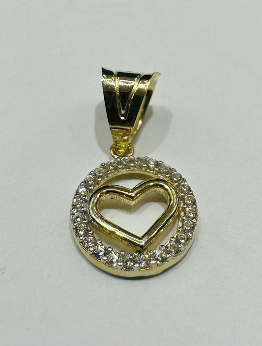 10K GOLD HEART PENDANT WITH CZ STONES