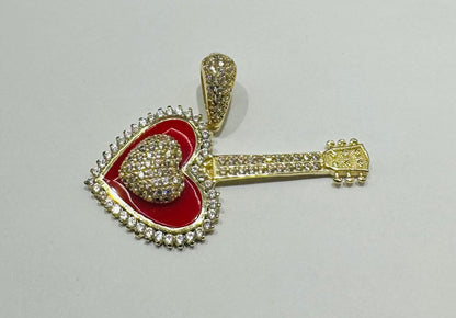 10K GOLD HEART PENDANT WITH CZ STONES- WEIGHT: 3.9gm