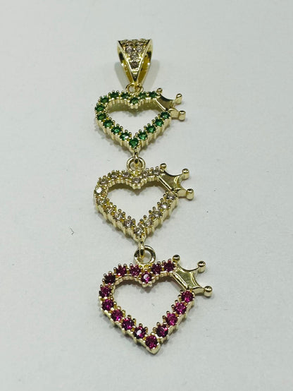 10K GOLD HEART PENDANT WITH CZ STONES