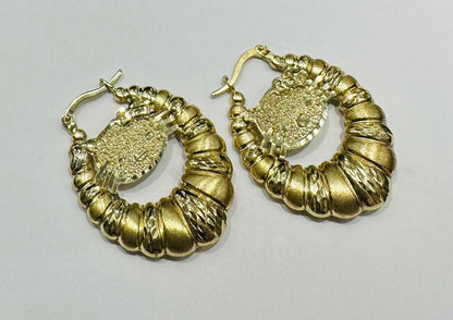 10K GOLD KITTY CUSTOM MADE SHRIMP EARRINGS
