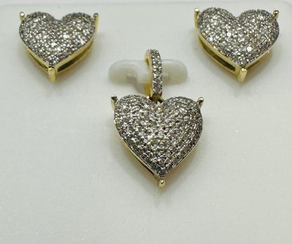 10K GOLD HEART PENDANT AND EARRINGS SET- 0.45CTW