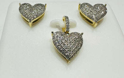 10K GOLD HEART PENDANT AND EARRINGS SET- 0.45CTW