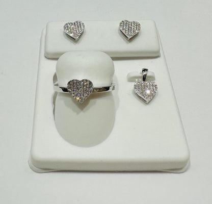 10K GOLD DIAMOND HEART PENDANT, RING AND EARRINGS SET- 0.33CTW