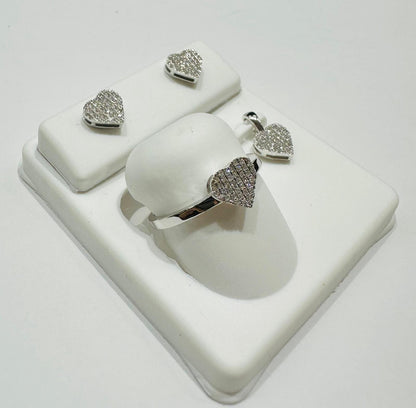 10K GOLD DIAMOND HEART PENDANT, RING AND EARRINGS SET- 0.33CTW