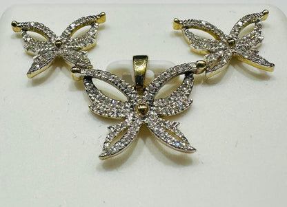 10K GOLD DIAMOND BUTTERFLY PENDANT AND EARRINGS SET- 0.30CTW