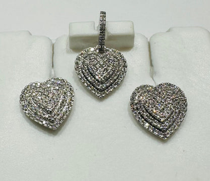 10K GOLD DIAMOND HEART PENDANT AND EARRINGS SET- 0.35CTW