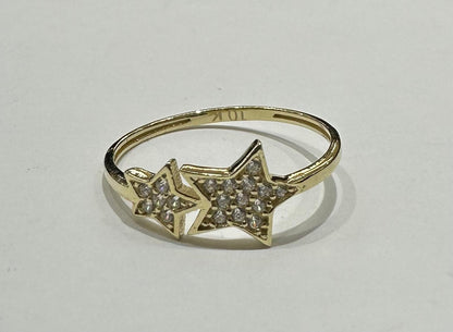 10K GOLD STAR RING WITH CZ STONES