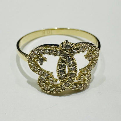 10K GOLD BUTTERFLY RING WITH CZ STONES