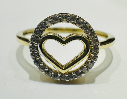 10K GOLD HEART RING WITH CZ STONES