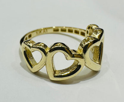 10K GOLD HEART RING WITH CZ STONES