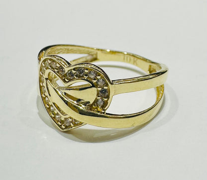 10K GOLD HEART RING WITH CZ STONES