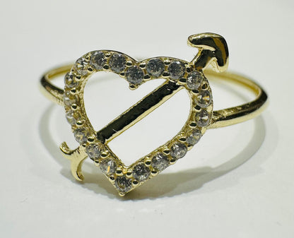 10K GOLD HEART RING WITH CZ STONES